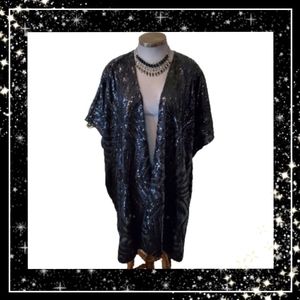 GORGEOUS ☆ ART DECO PATTERN BLACK SEQUIN KIMONO ☆ NIP